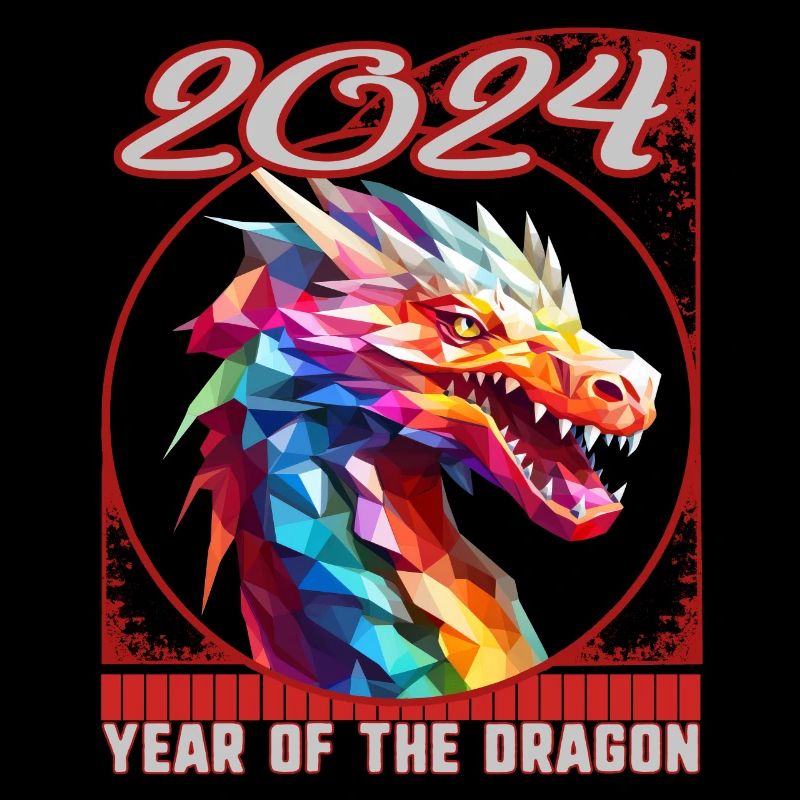 Chines New Year of Dragon Low Poly Triangular