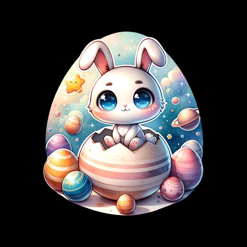 Space Bunny on Cracked Easter Egg Planet