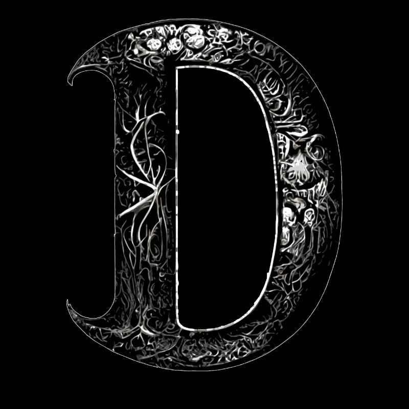 Brief d Monogramm Kalligraphie Gothic Witch WiccaA