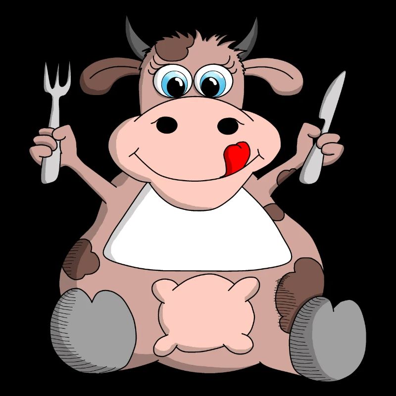 Chubby cow is hungry
