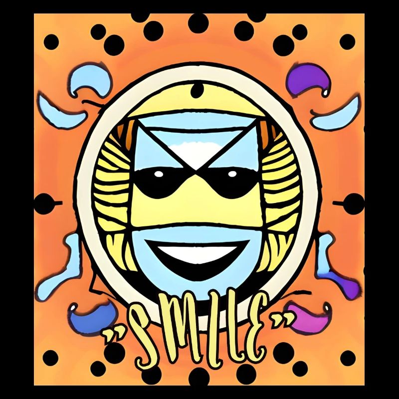 Absurde Illustration, Lächeln mit Brille