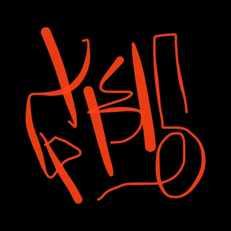 Abstract calligraphy in orange