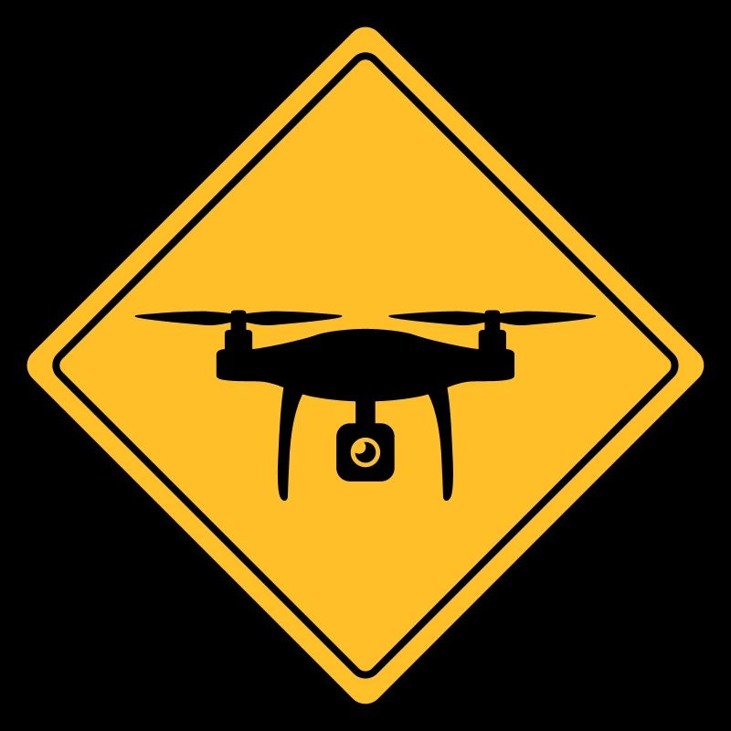 Warnschild mit Drohne