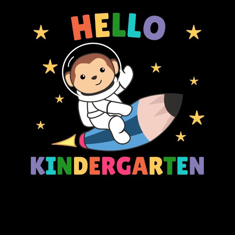 Hello Kindergarten Monkey Astronaut Space Rocket