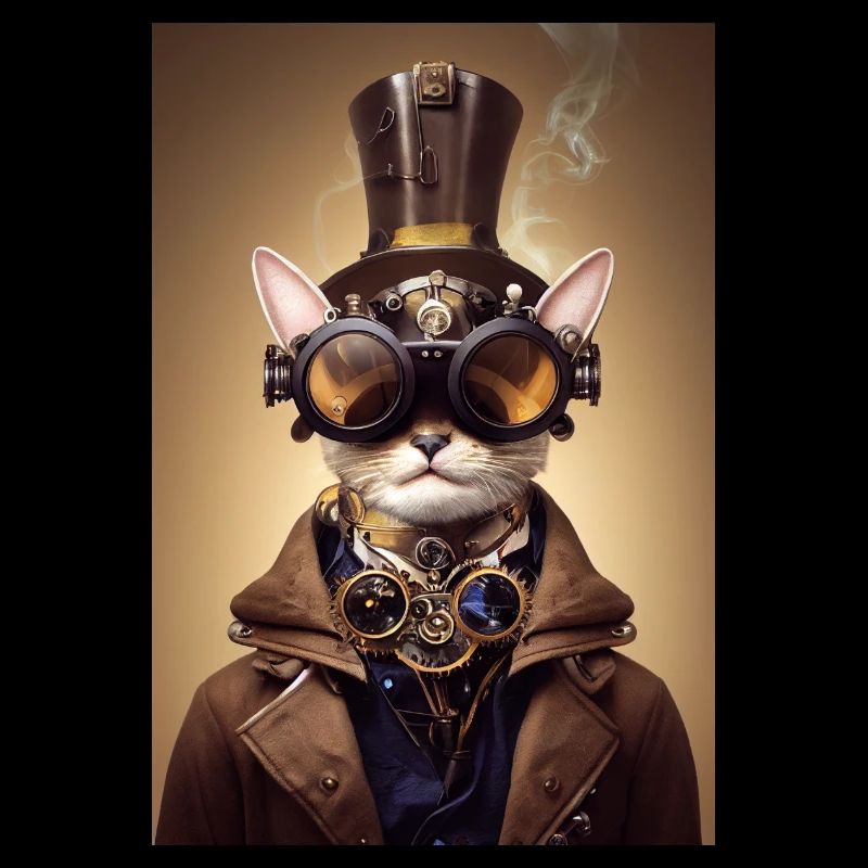 Cat Steampunk Engineer Glasses
