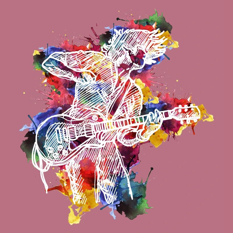 Conception aquarelle d'évolution de guitare pour
