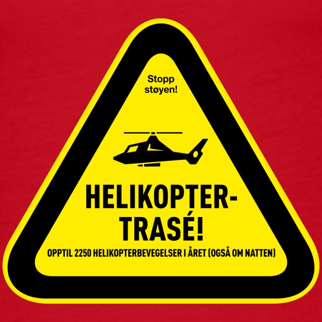 Varseltrekant: Helikoptertrasé m/Stopp støyen-logo