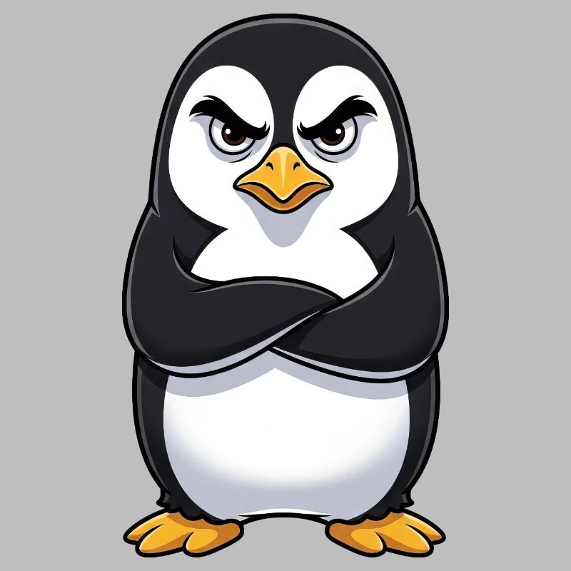 Grumpy Penguin Cartoon Sour Grumpy Annoyed