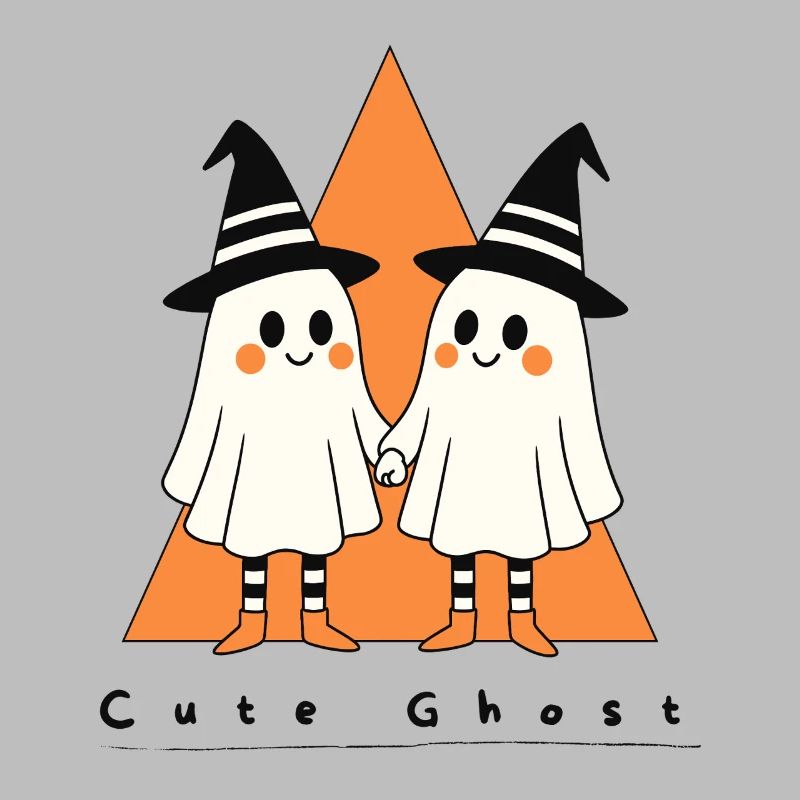Cute Ghosts with Witch Hat Duo