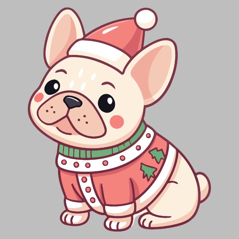 Chiot Noël en pull rouge