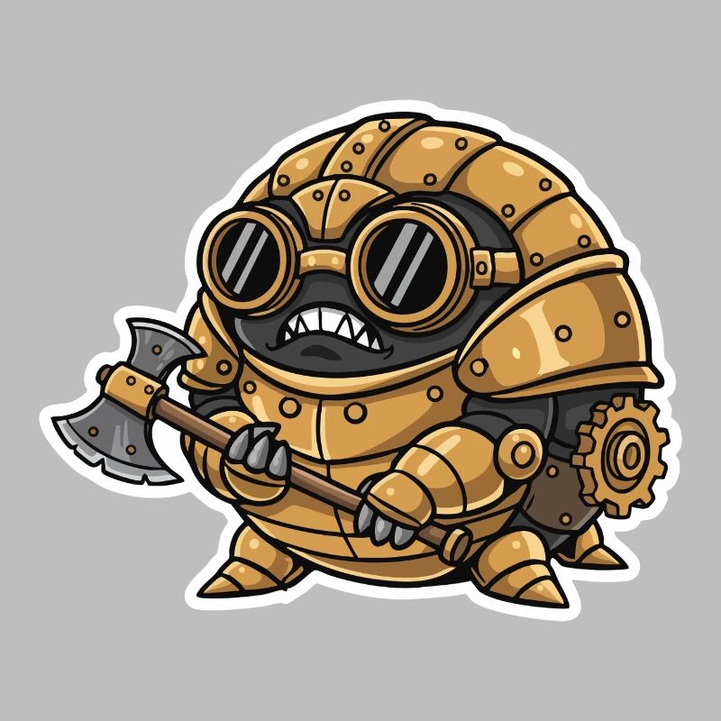 Sowbug Warrior Steampunk Axe Copper Armor