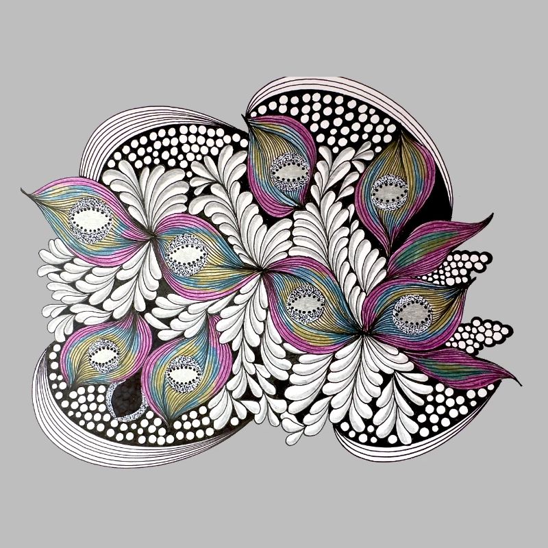 Peacock Feather Doodle Pattern