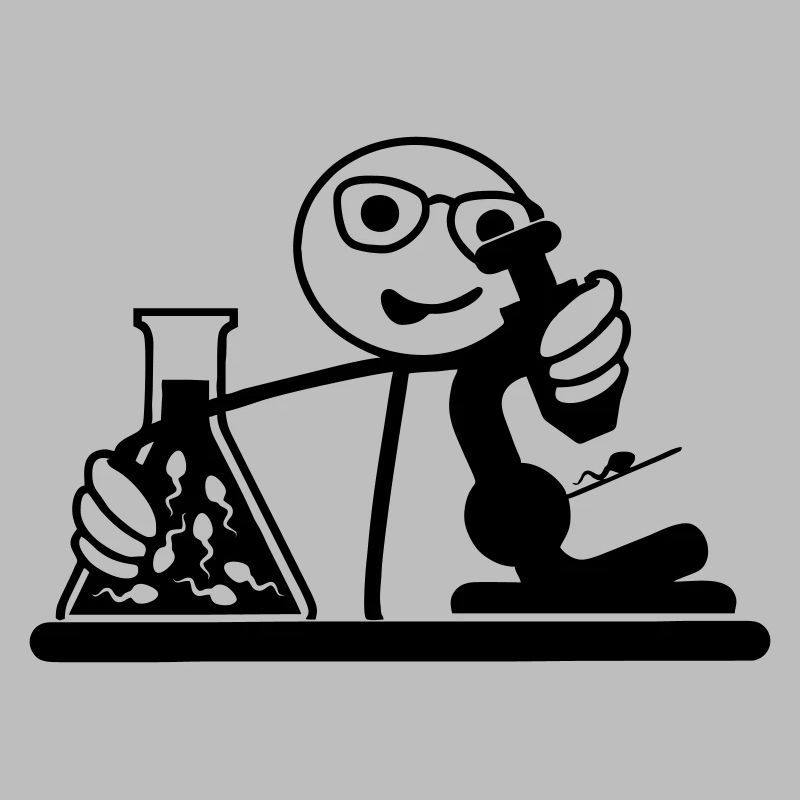 Biologist looks at seed in microscope
