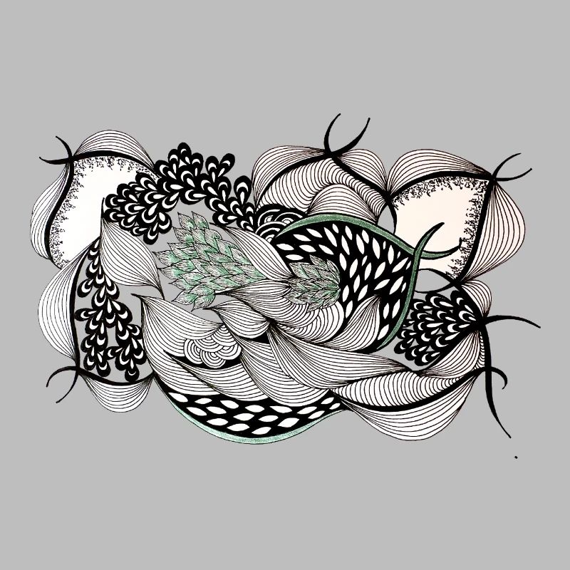 Feuillage noir et blanc avec accent vert
