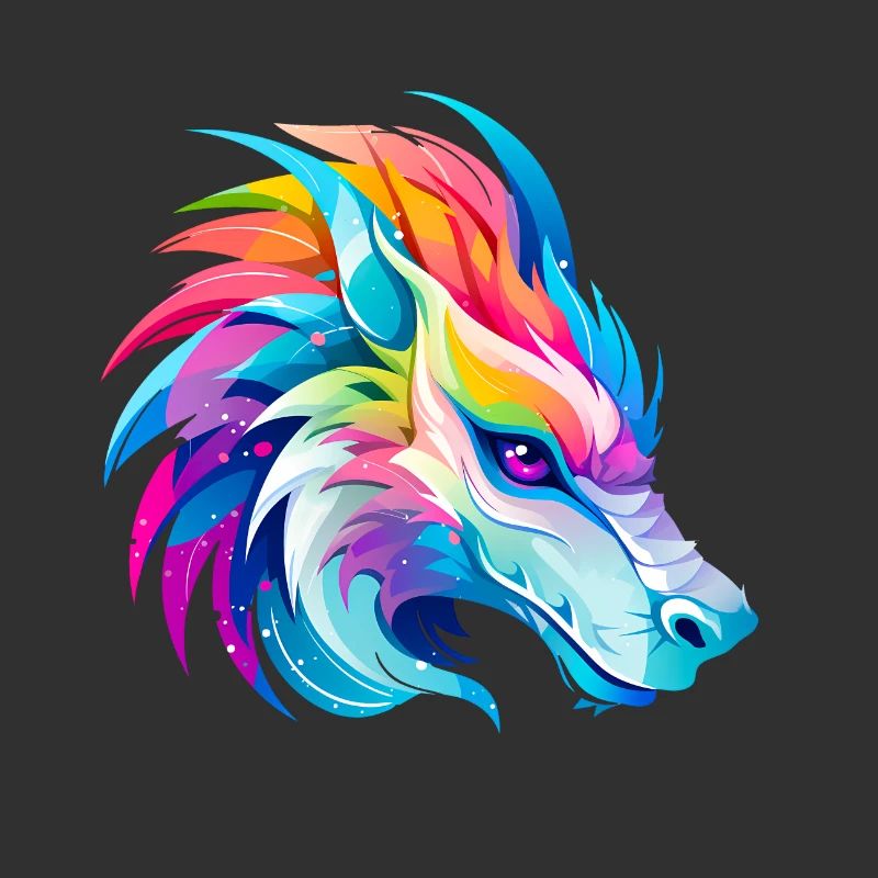 Regenbogen Drache Kopf