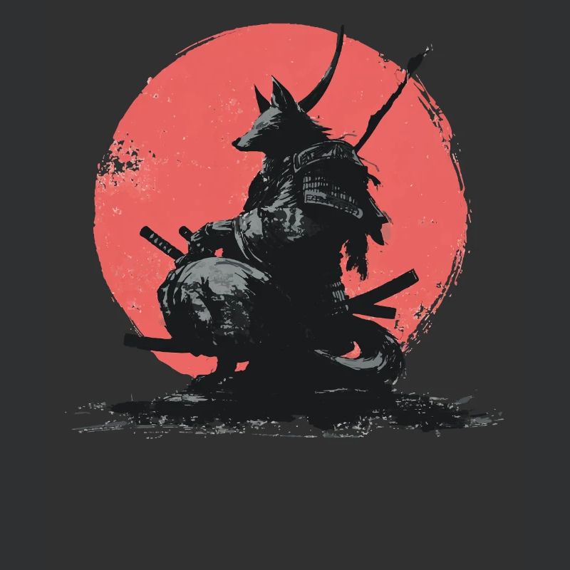Wolf-Samurai auf Red Sun