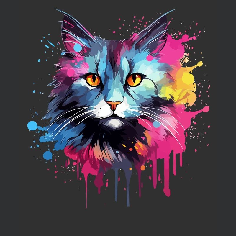 Visage de chat américain à queue courte avec des éclaboussures colorées