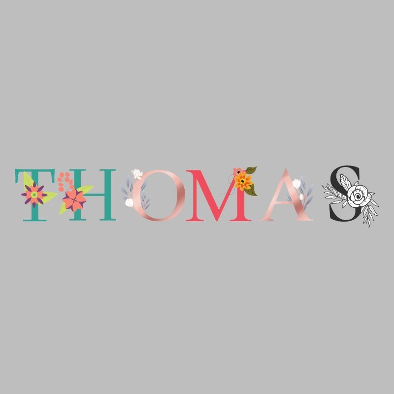THOMAS ART DU NOM AVEC FLEURS BRODÉES