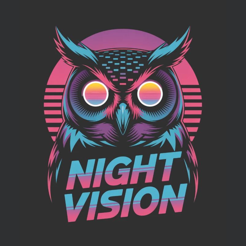 Night Vision Eule Retro Synthwave Nacht