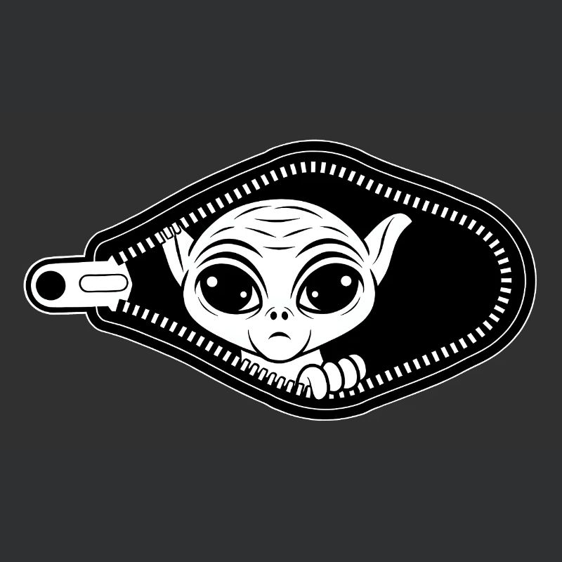 Alien jette un coup d’œil par la fermeture éclair