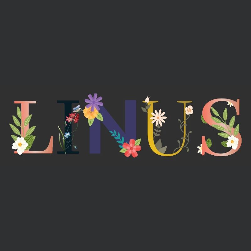 Le nom de LINUS est décoré de fleurs