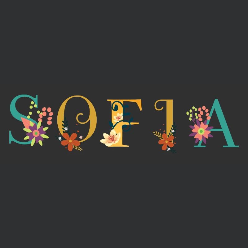 SOFIA Prénom Art avec fleurs brodées