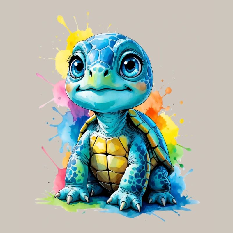 Bunte Schildkröte mit Farbspritzern