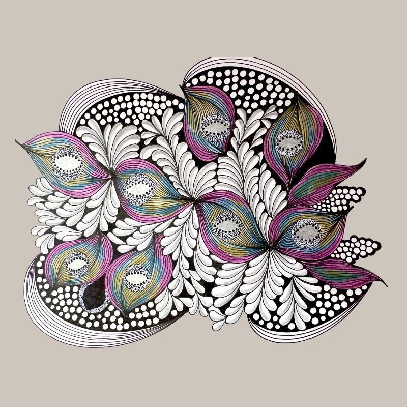 Peacock Feather Doodle Pattern