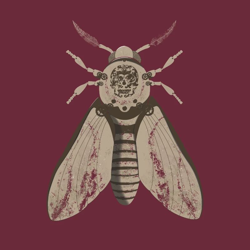 Skull Moth in Steampunk Style