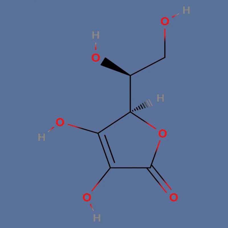 Molécule de vitamine C - Formule structurale colorée