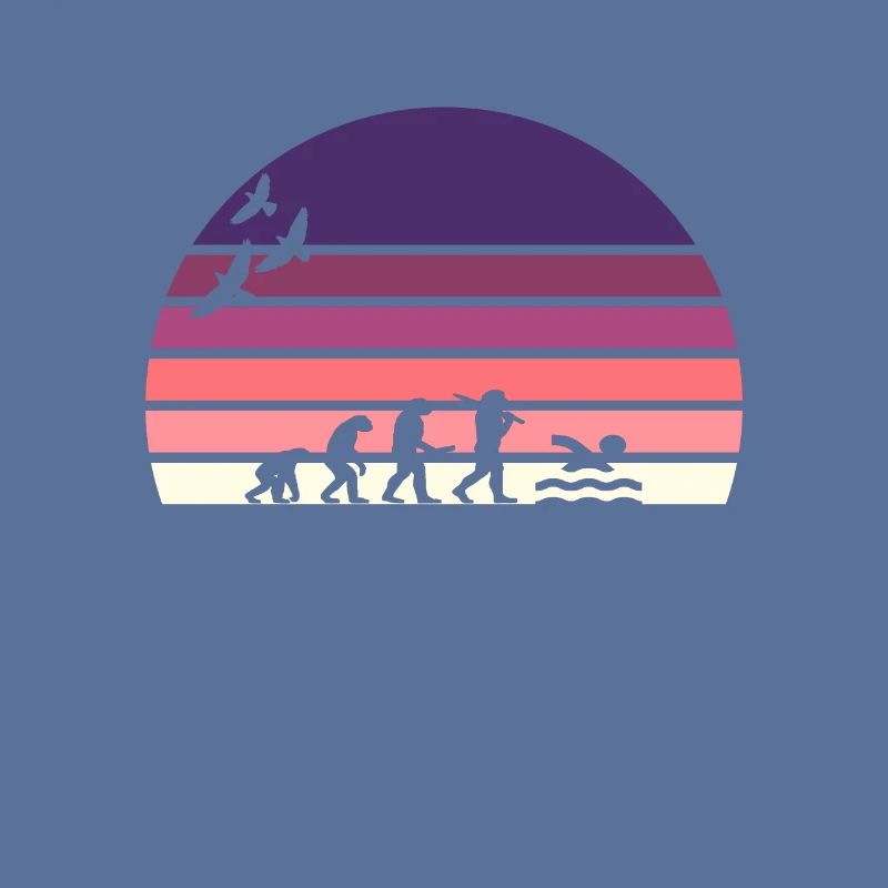 retro vintage sunset évolution NATATION