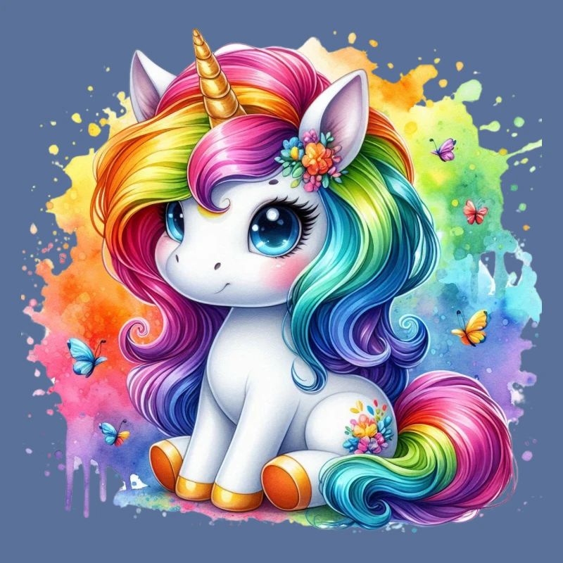 Regenbogen Einhorn Aquarell