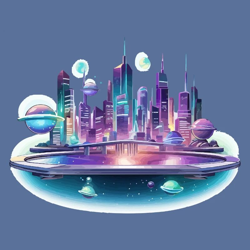 Silhouette de la Cité Spatiale Néon
