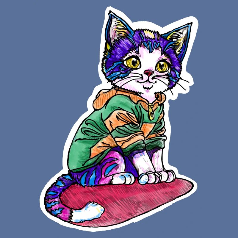 Chat en pull vert