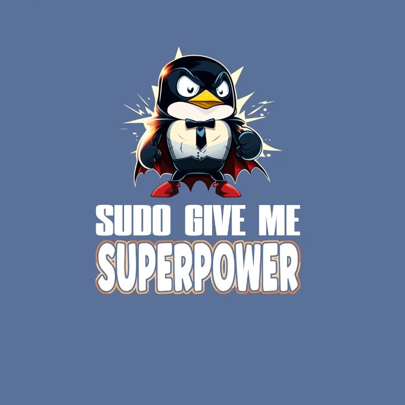 Linux Sudo Superpower Tux Superhero Penguin