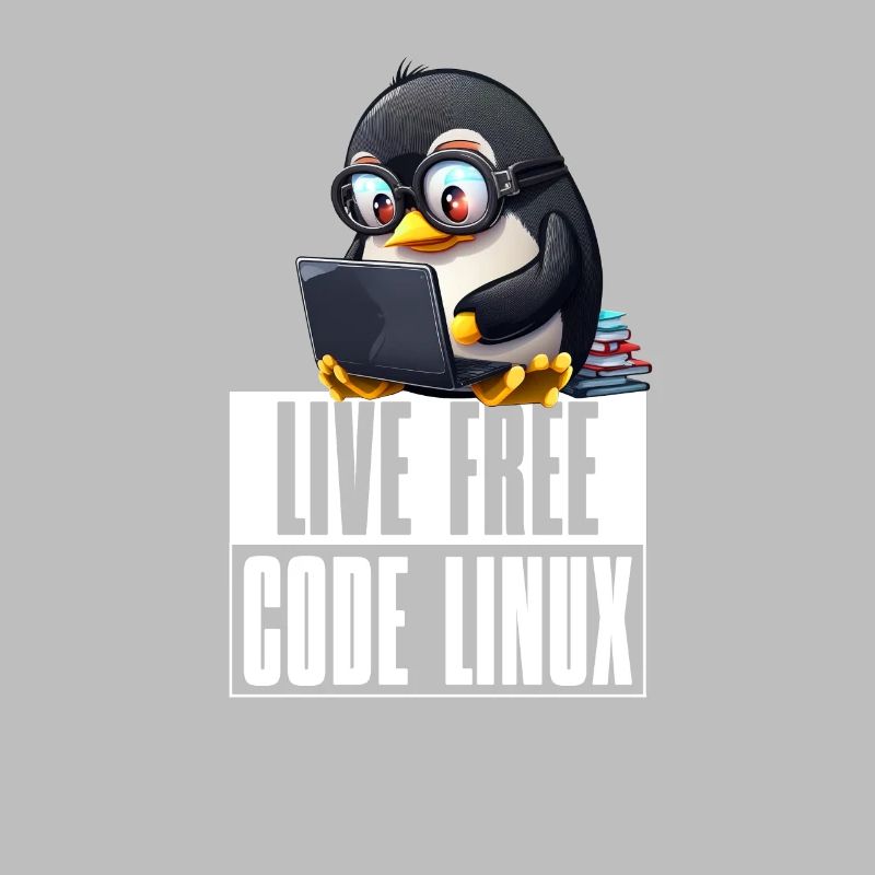 Live Free Code Linux Nerd Tux Nerdy Penguin Coding