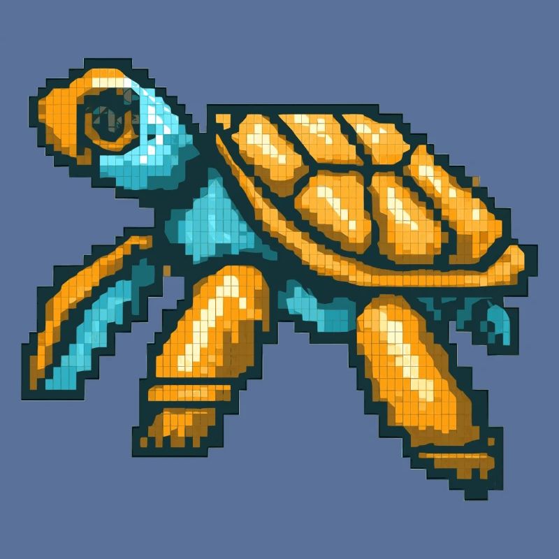 Pixel turtle dans un style 8 bits nostalgique