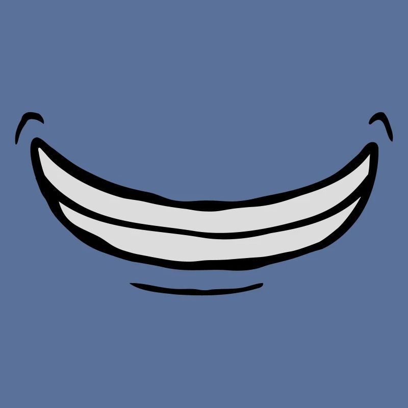 Wide exuberant comic grin