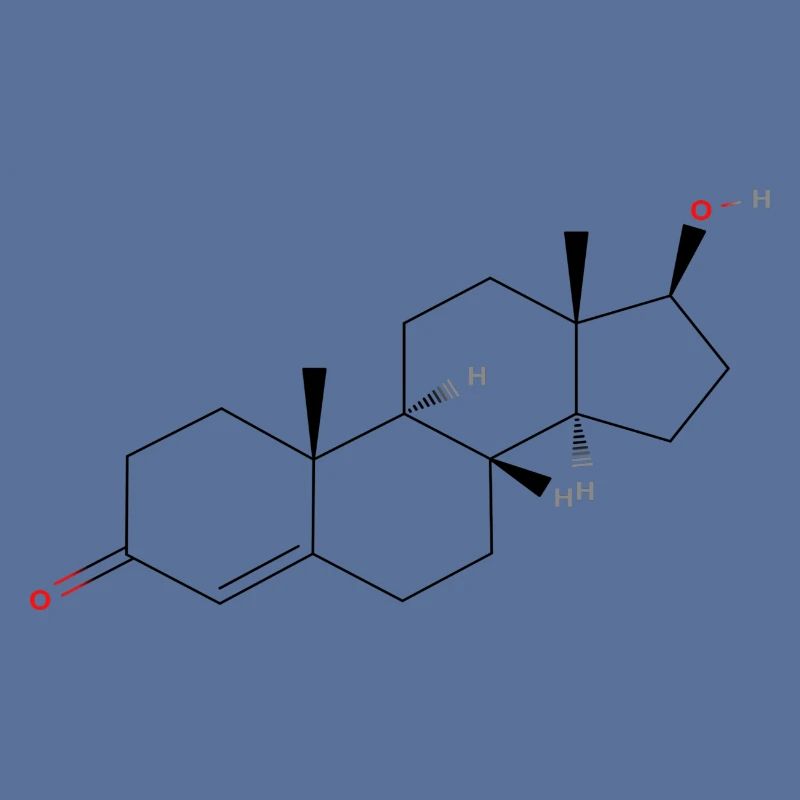 Molécule de testostérone - Formule structurale colorée