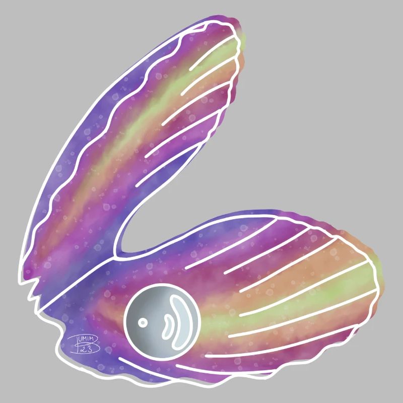 « Shell with Pearl », Boho Line Art Design, Shells