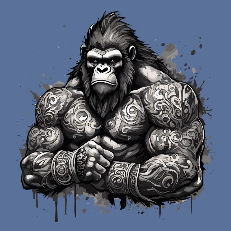 Tattoo / Tier / Kunst / cool / Comic / Gorilla