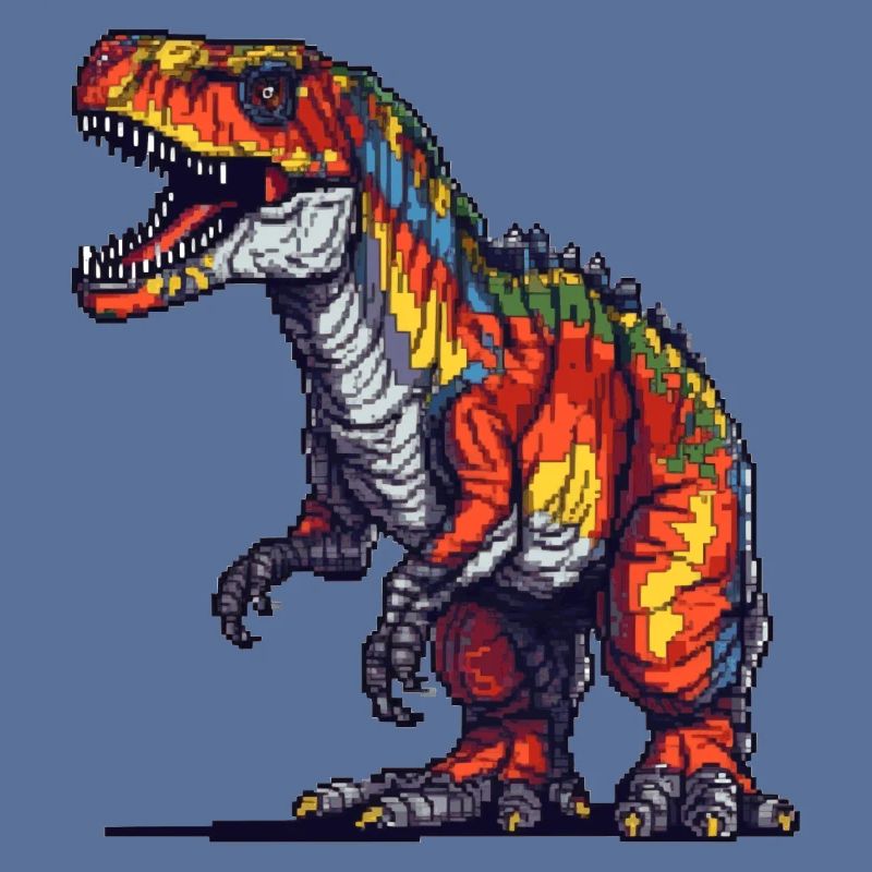 Dino dans les graphiques rétro pixel 8 bits ou 16 bits