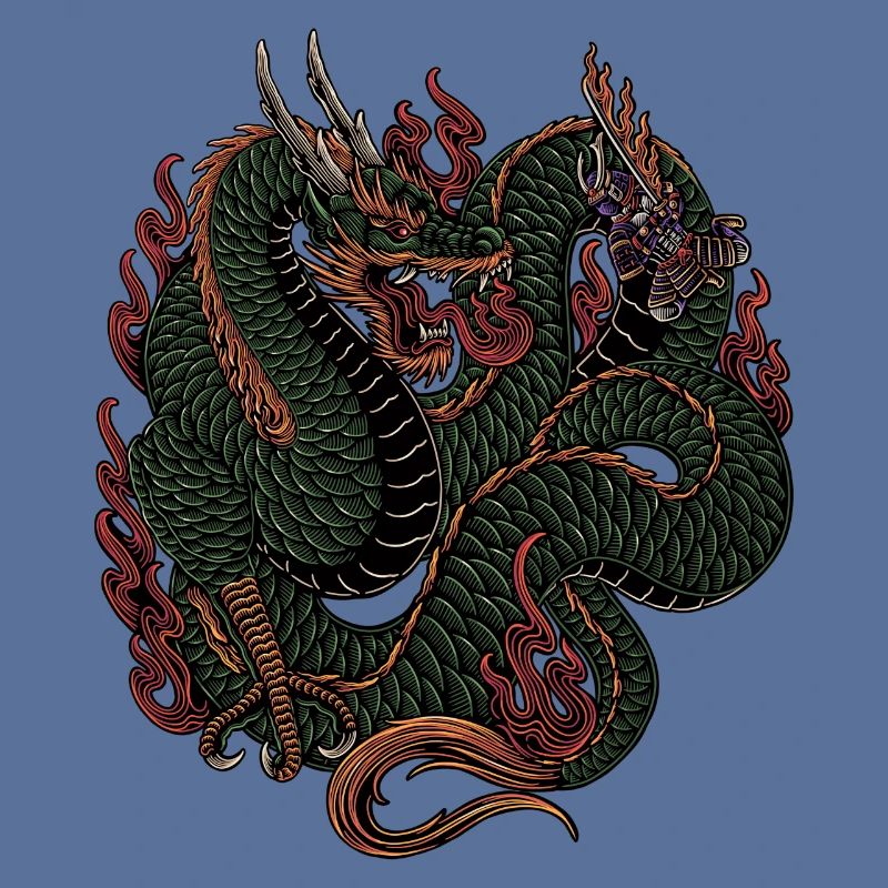 Ryū (竜 Drache) und Samurai | Yōkai-Serie