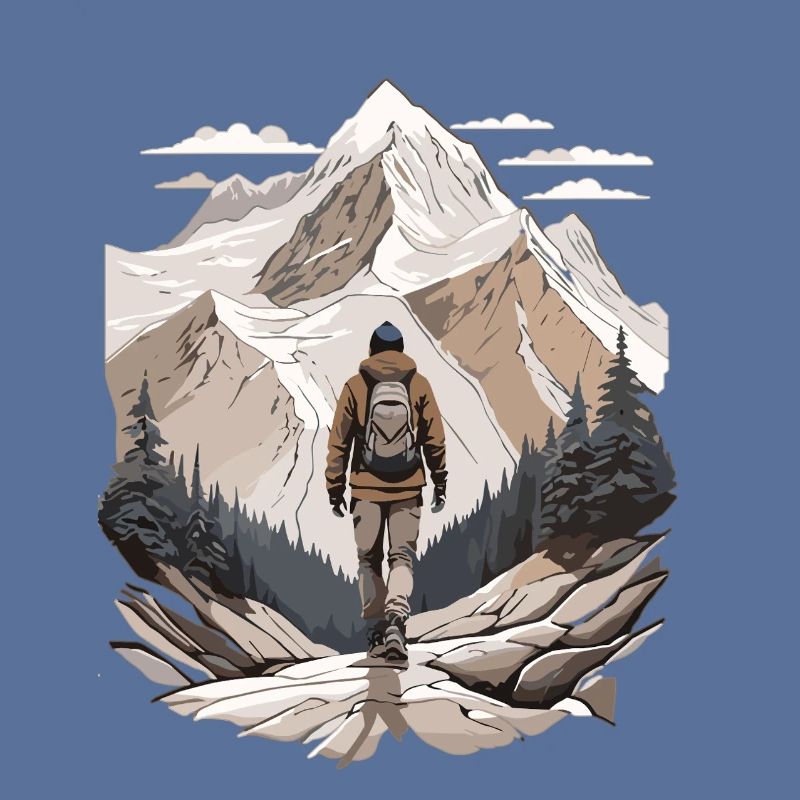 Wanderer vor Berggipfel
