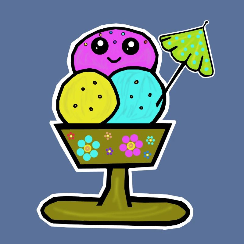 Glace colorée Sundae Glace Glace Glace