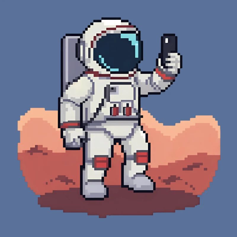 Selfie d’astronaute pixel sur Mars - Style 8 bits