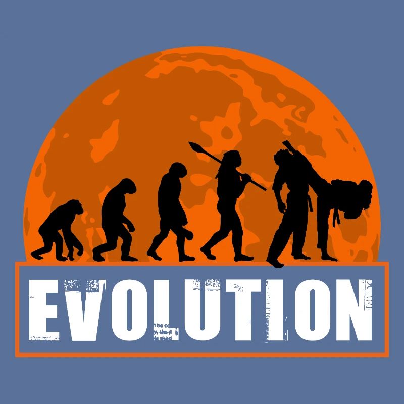 Judo Evolution Martial Arts Sunset Silhouette