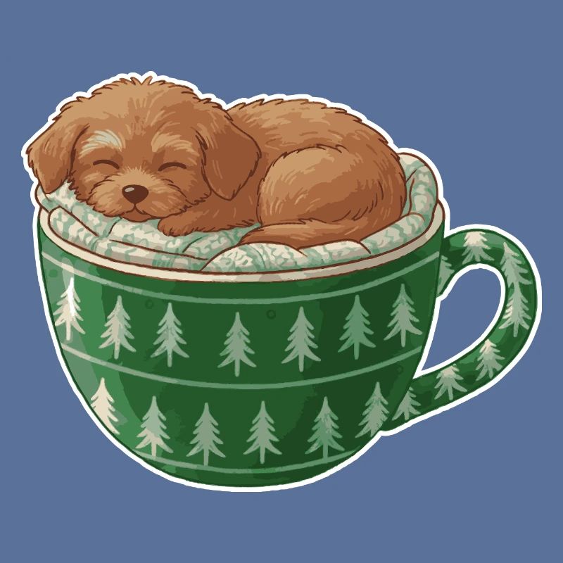 Chiot endormi dans un gobelet vert