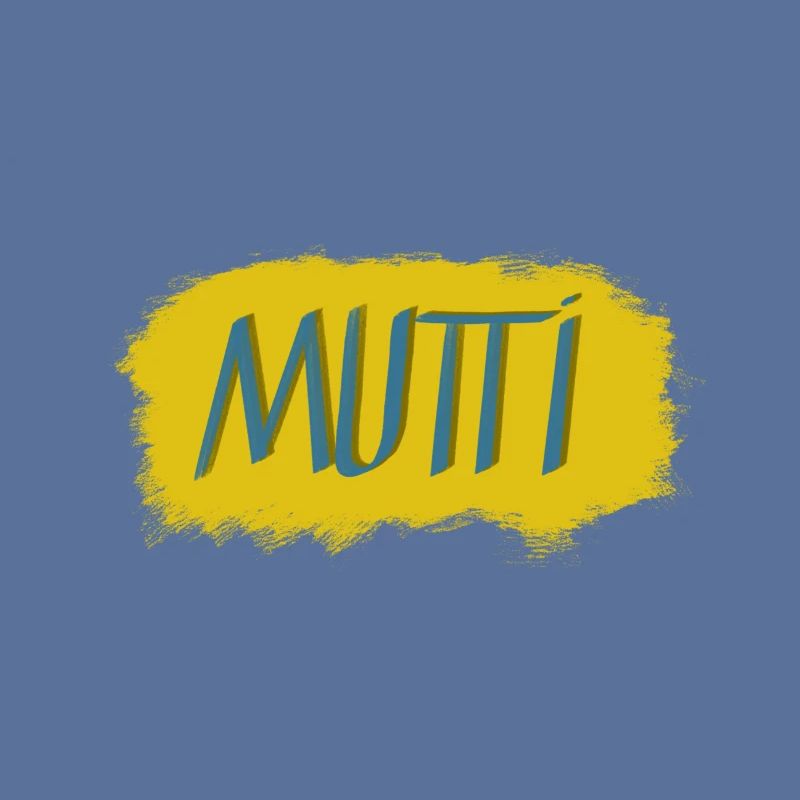Lettrage Mutti avec explosion de couleurs