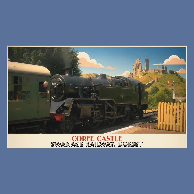Affiche du train à vapeur du château de Corfe
